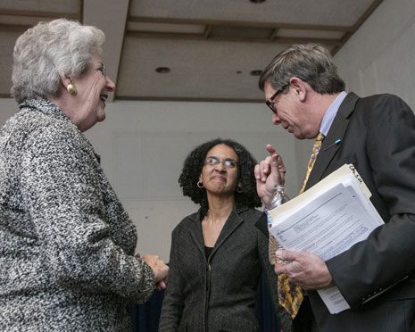 Professor Rory Little with Justice Carol Corrigan '75 and Justice Leondra Kruger at the California Supreme Court Conference.