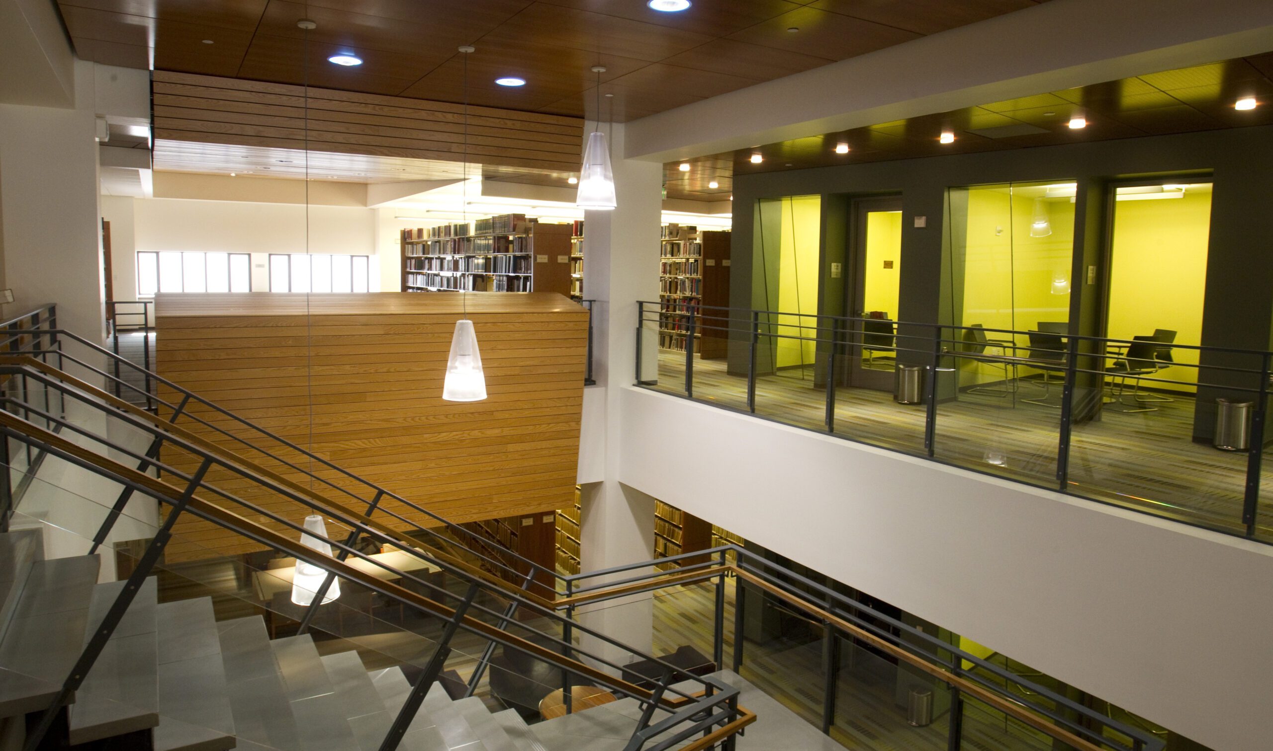 A view of the library's main staircase